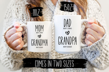 Pregnancy Announcement Grandparent Mugs Baby Announcement Grandma Grandpa Mug Set,New Grandma Gift,New Grandpa gift,Baby Announcement