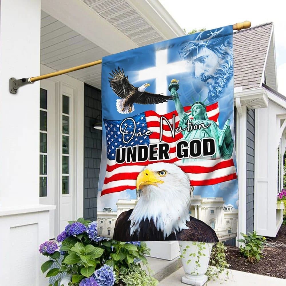 American Eagle House Flag with Religious Scripture