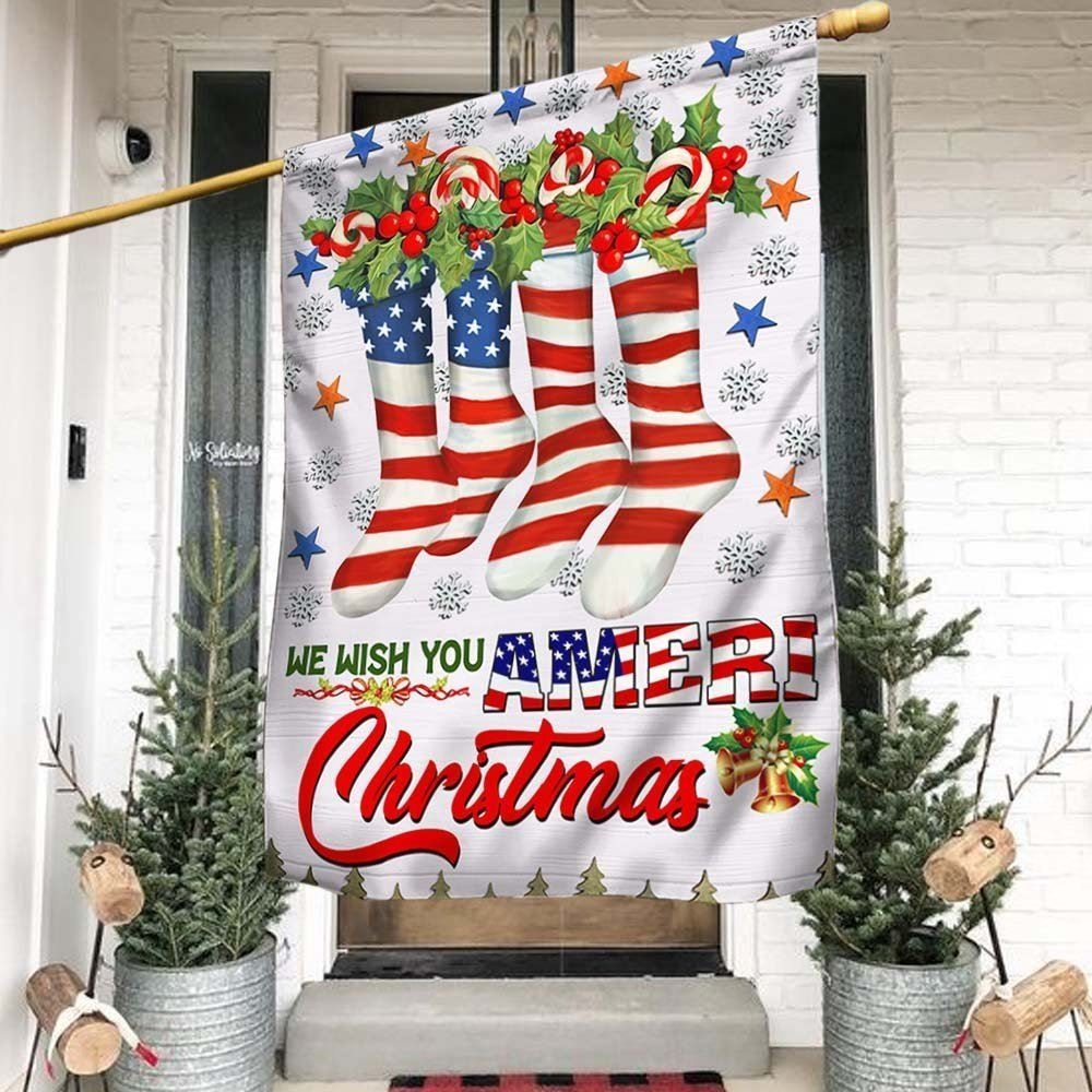 American Flag Christmas Garden Decor