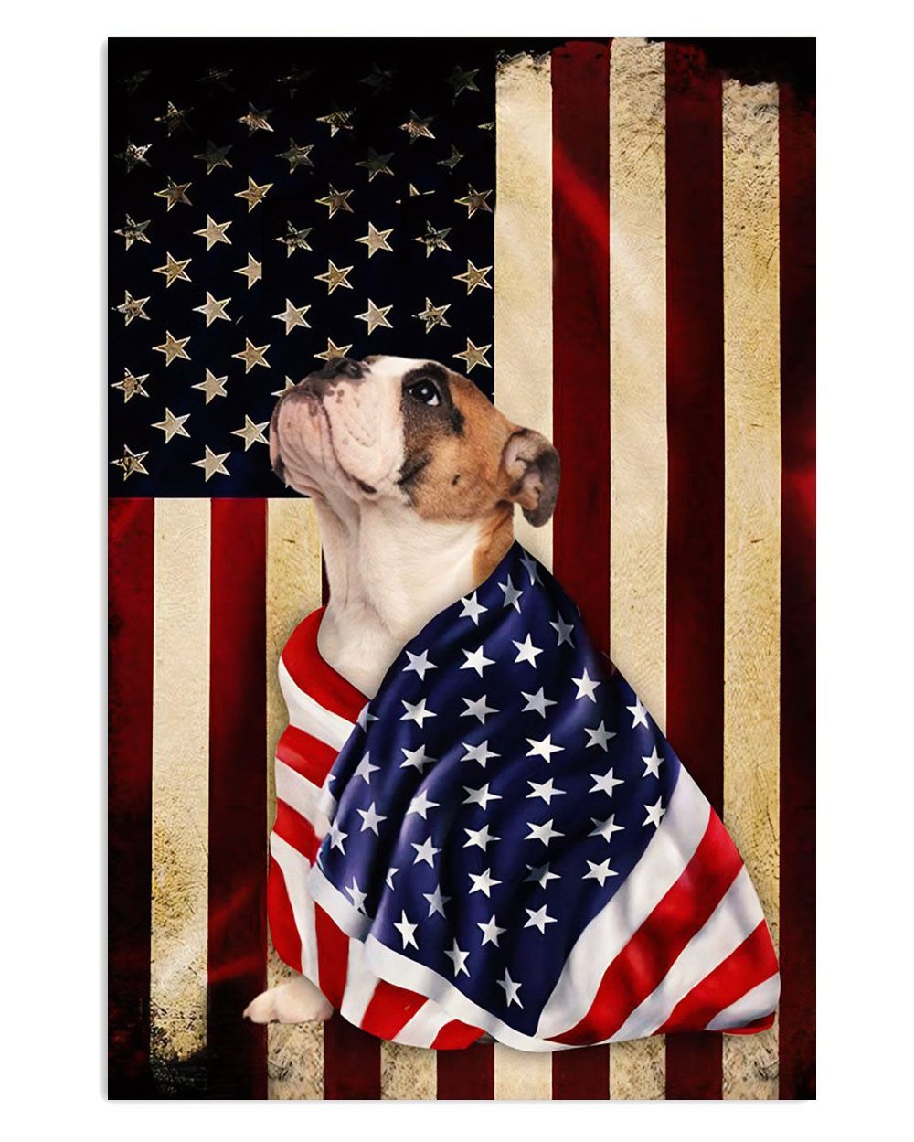 American Flag English Bulldog Poster