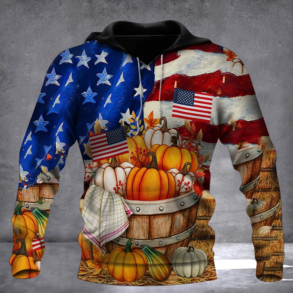 American Flag Hoodie Pumpkin Dad Fathers Day Gifts