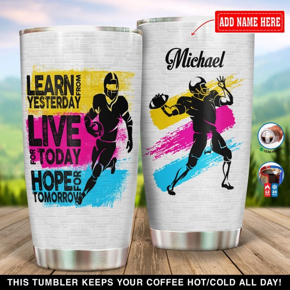 American Football Learn Live Hope Personalized Tumbler