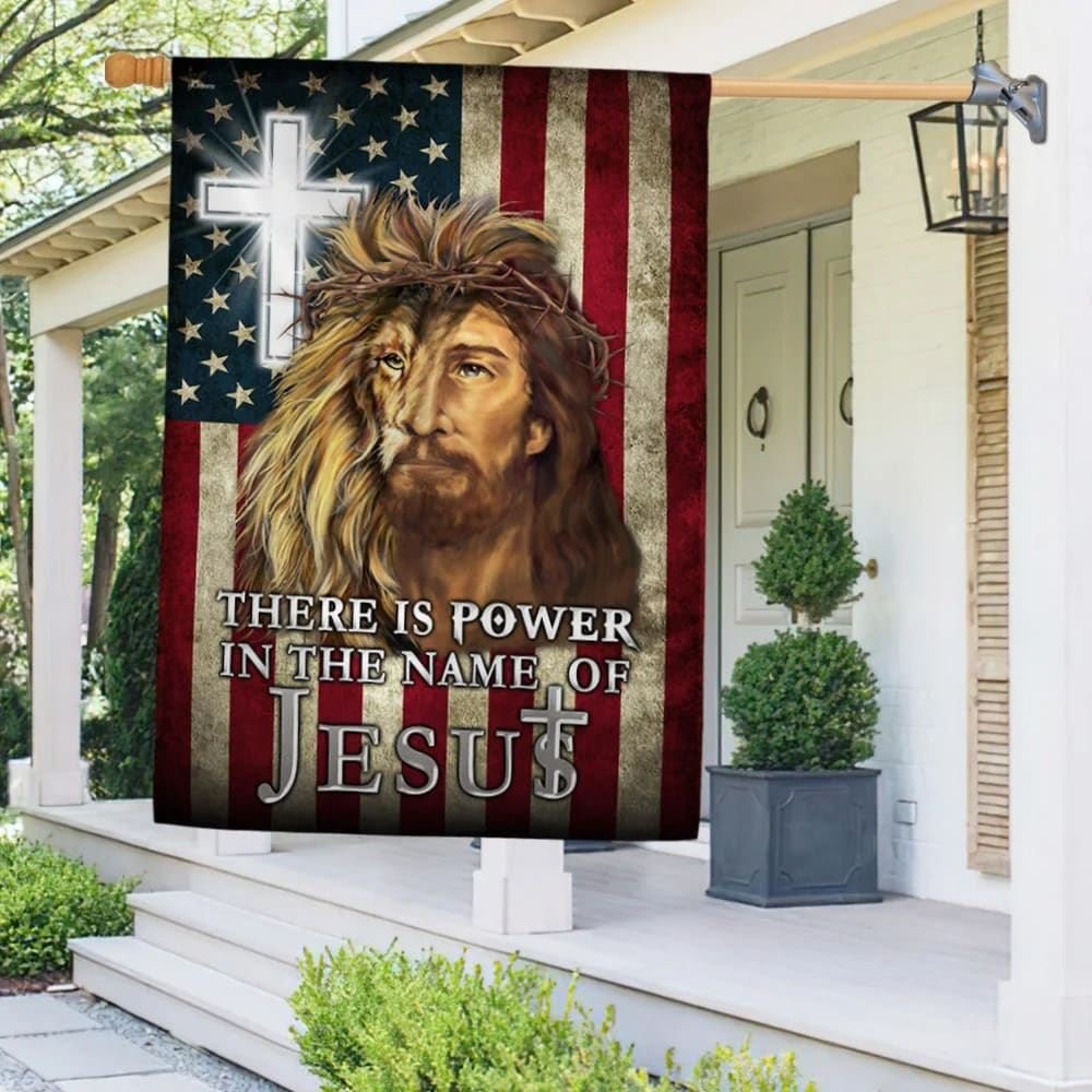 American House Flag with Scripture and Christian Symbols