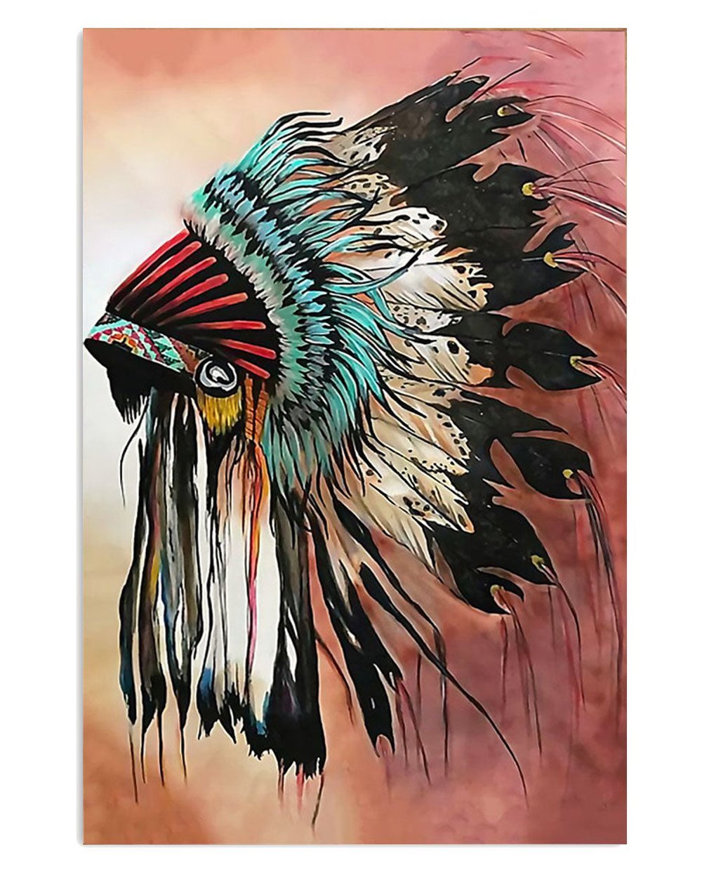 American Indian Headdress Painting Poster