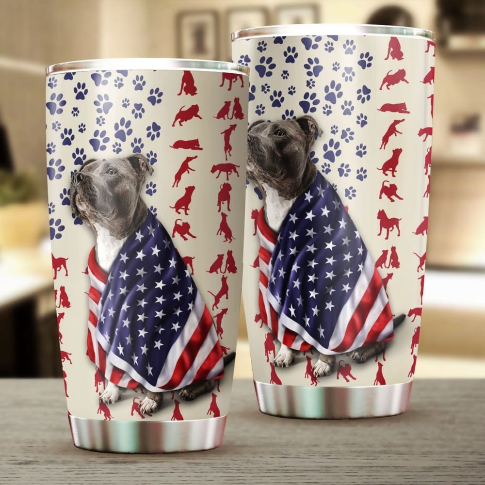 American Staffordshire Terrier Wrapped In Glory Personalized Tumbler