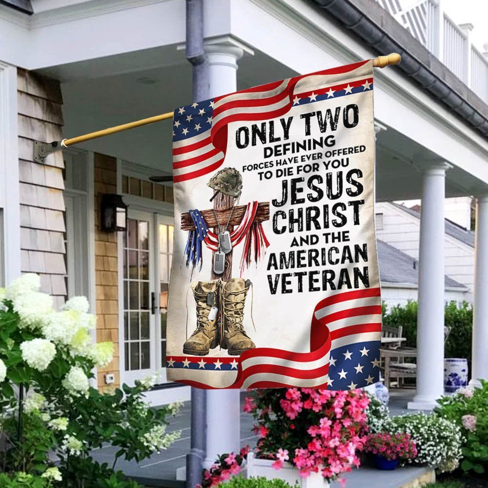 American Veteran Garden Flag Honoring Christ