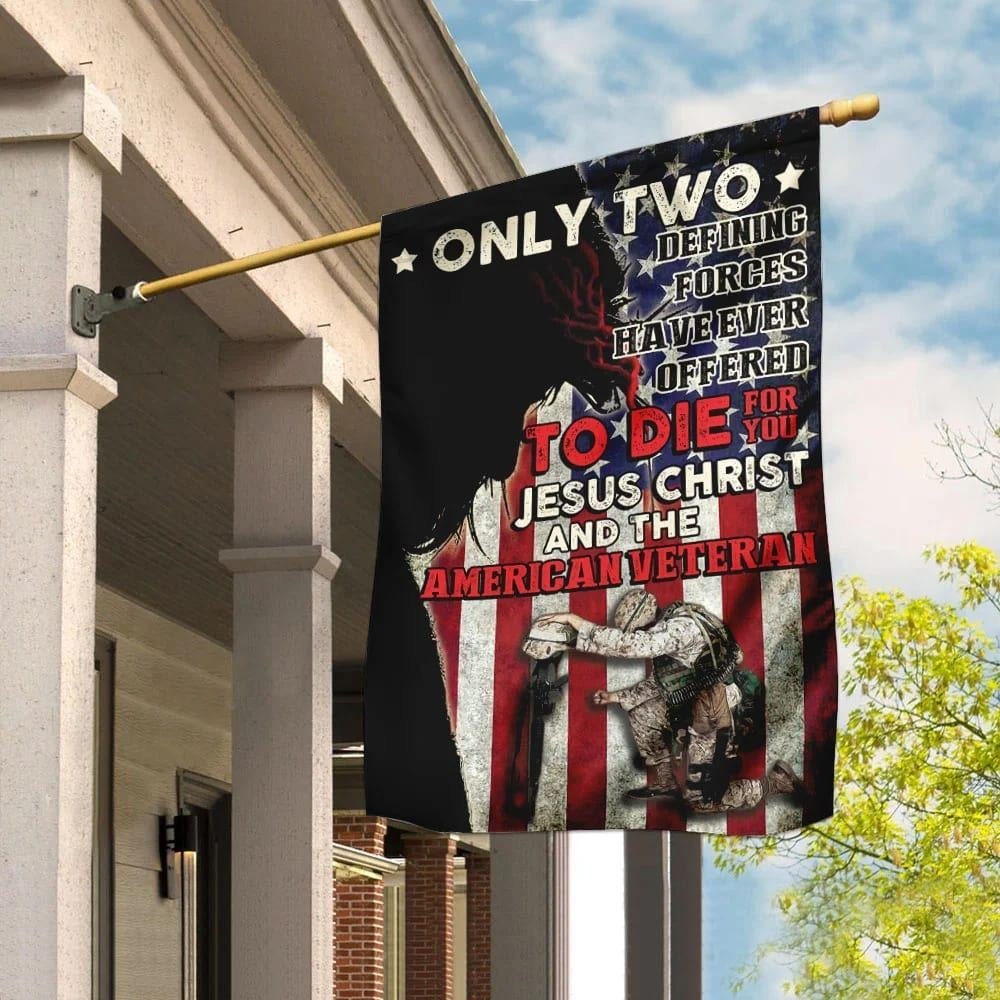 American Veteran House Flags With Christian Scripture