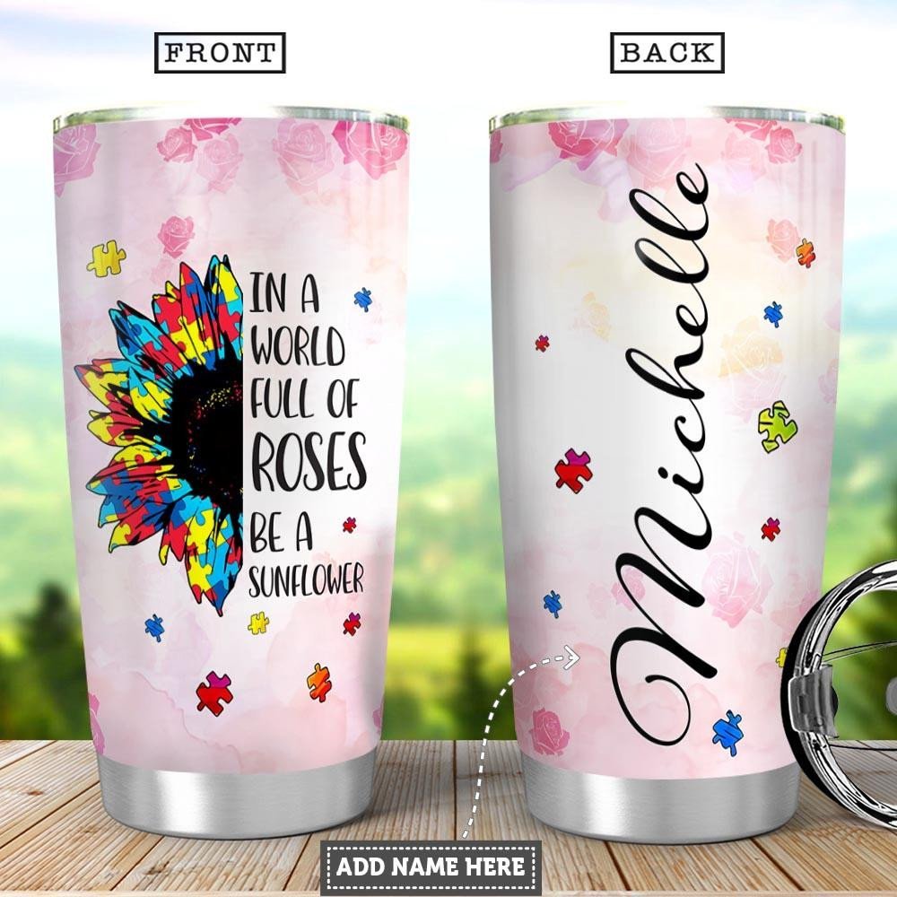 Autism Awareness Sunflower Personalized Tumbler