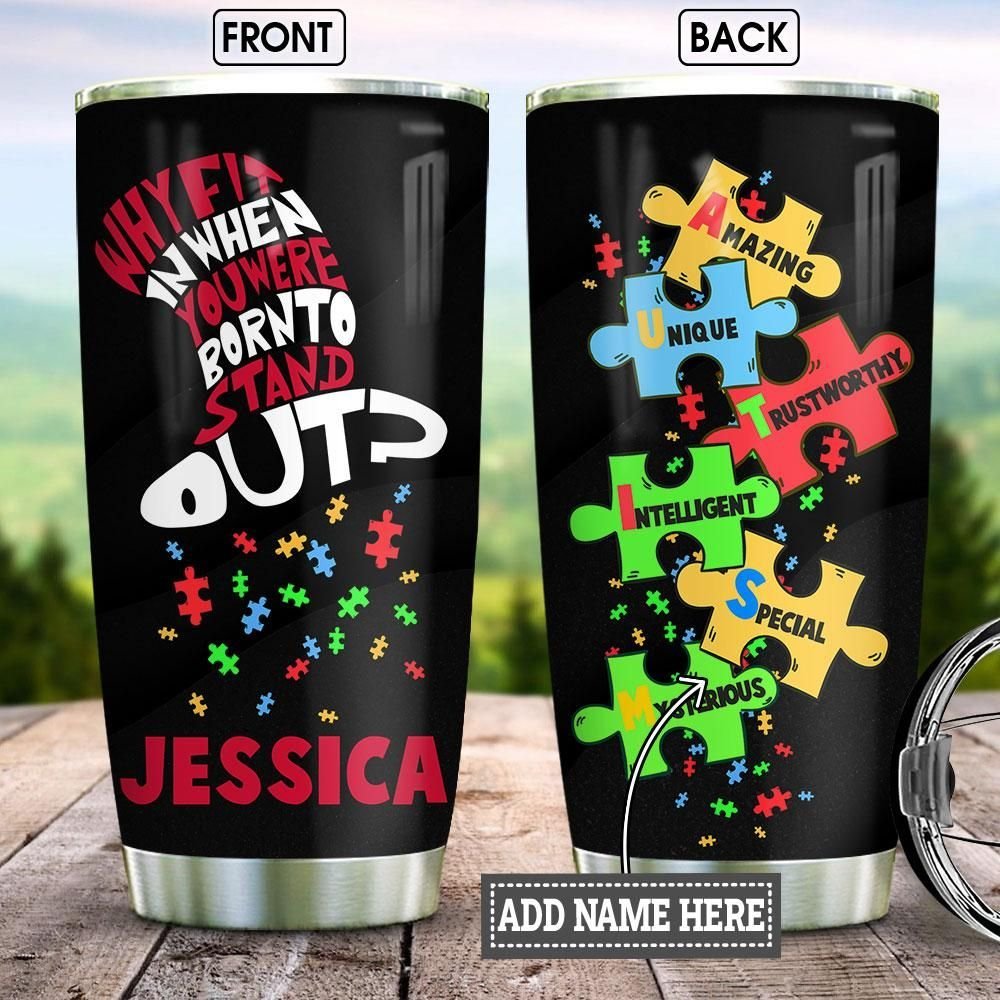 Autism Born Stand Out Personalized Tumbler