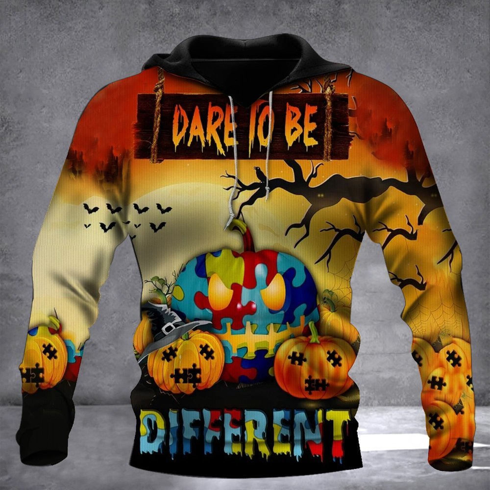 Autism Pumpkin Halloween 3D Hoodie Son Gift