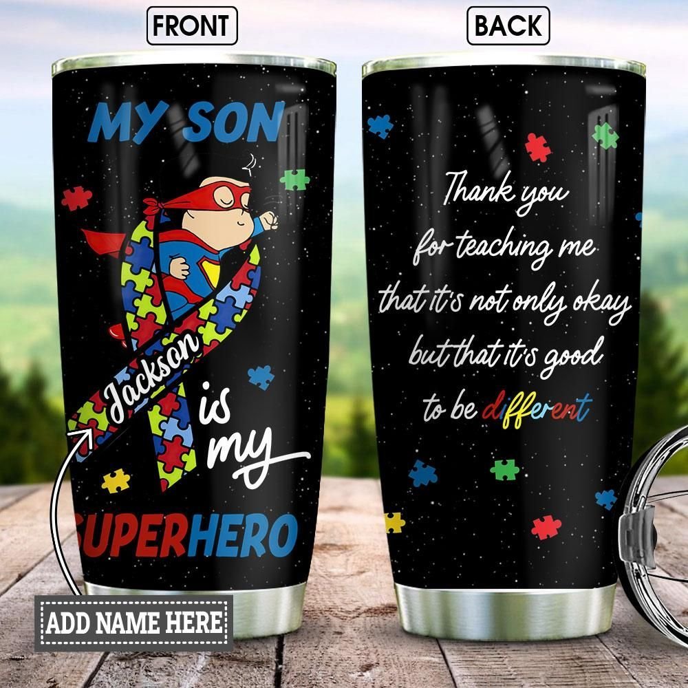 Autism Son Supper Hero Personalized Tumbler