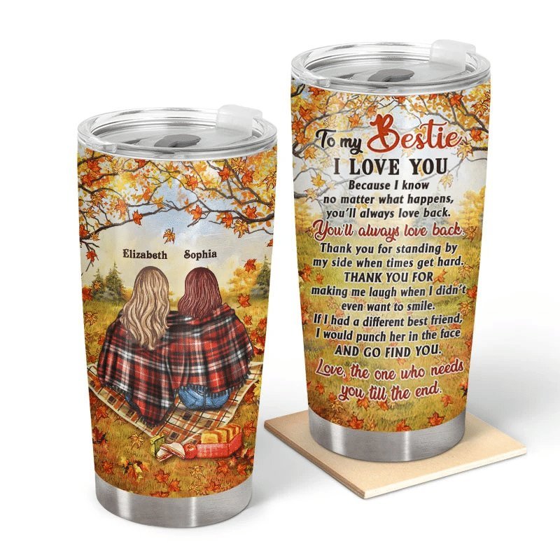 Autumn Flannel Bestie I Love You Personalized Tumbler