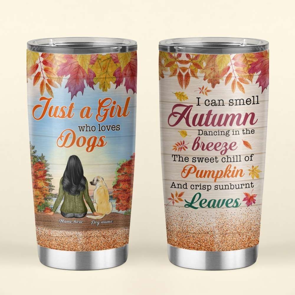 Autumn Girls Just A Girl Who Loves Dogs Personalized Tumbler