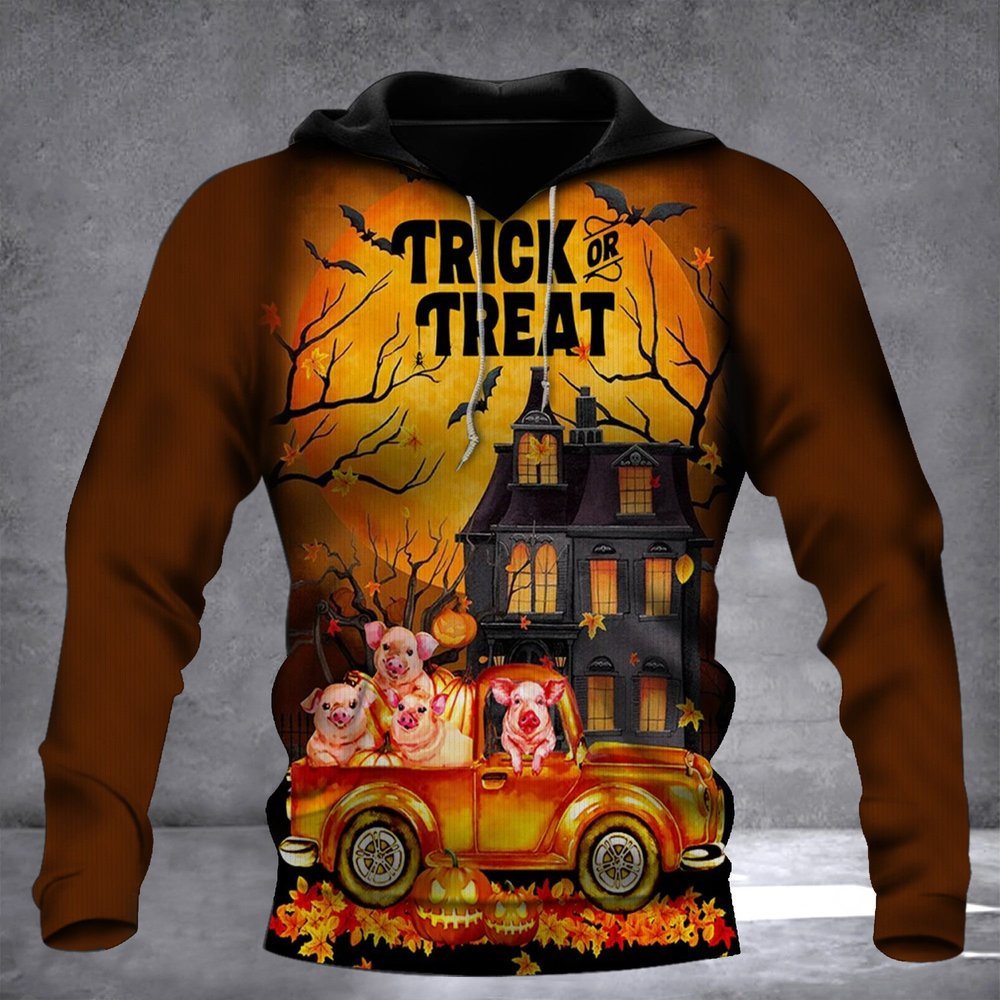 Autumn Halloween Hoodie Pig Truck Daughter Gift Mum