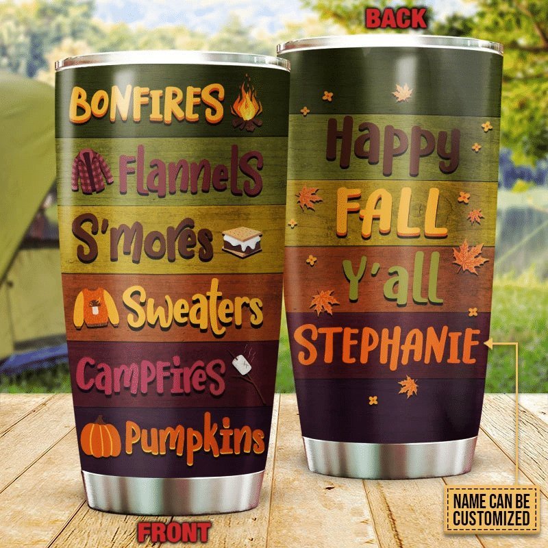 Autumn Happy Fall Personalized Tumbler