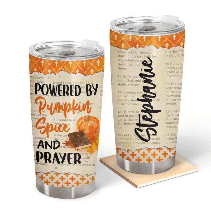 Autumn Pumpkin Spice And Prayer Personalized Tumbler