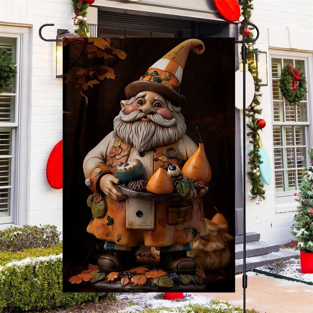 Autumn's Keeper Enchanted Garden Gnome Christmas Flag Home Decor