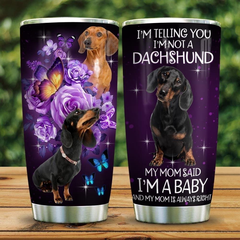 Baby Dachshund Butterfly Personalized Tumbler