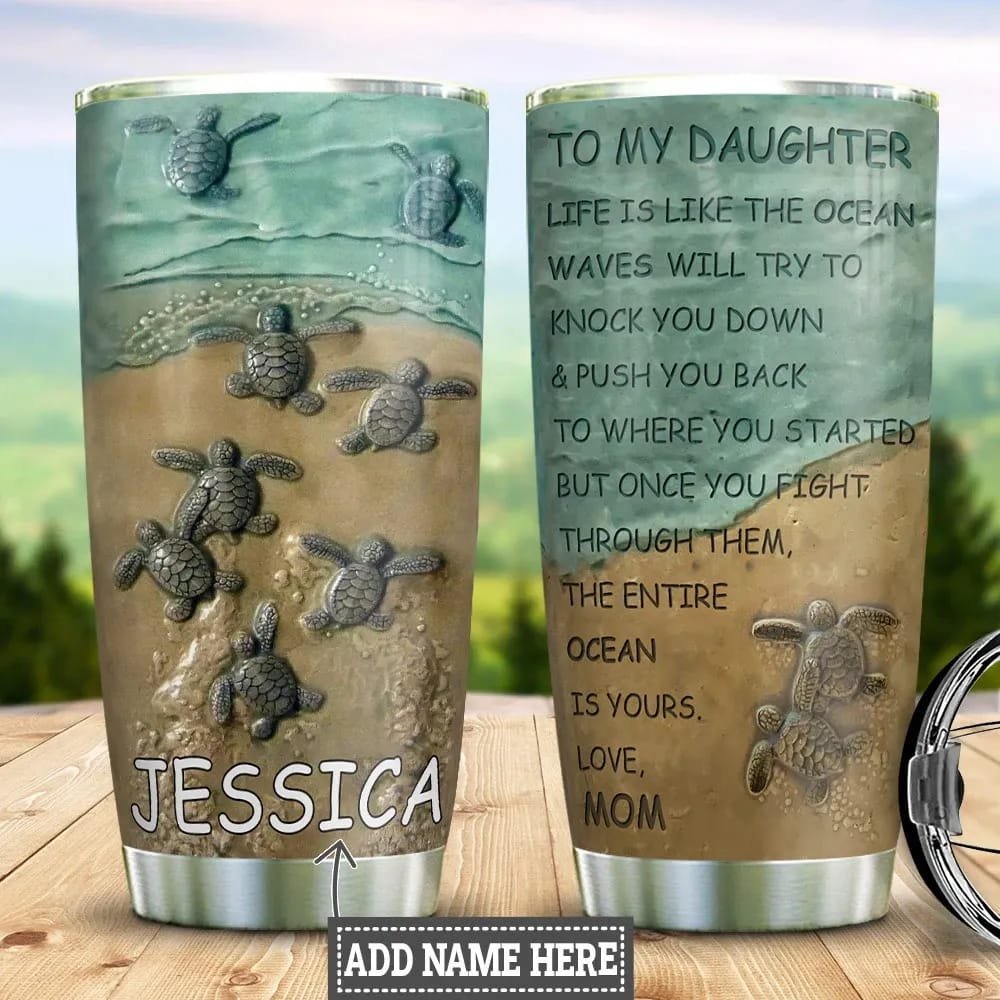 Baby Turtle Mom To Daughter Personalized Tumbler