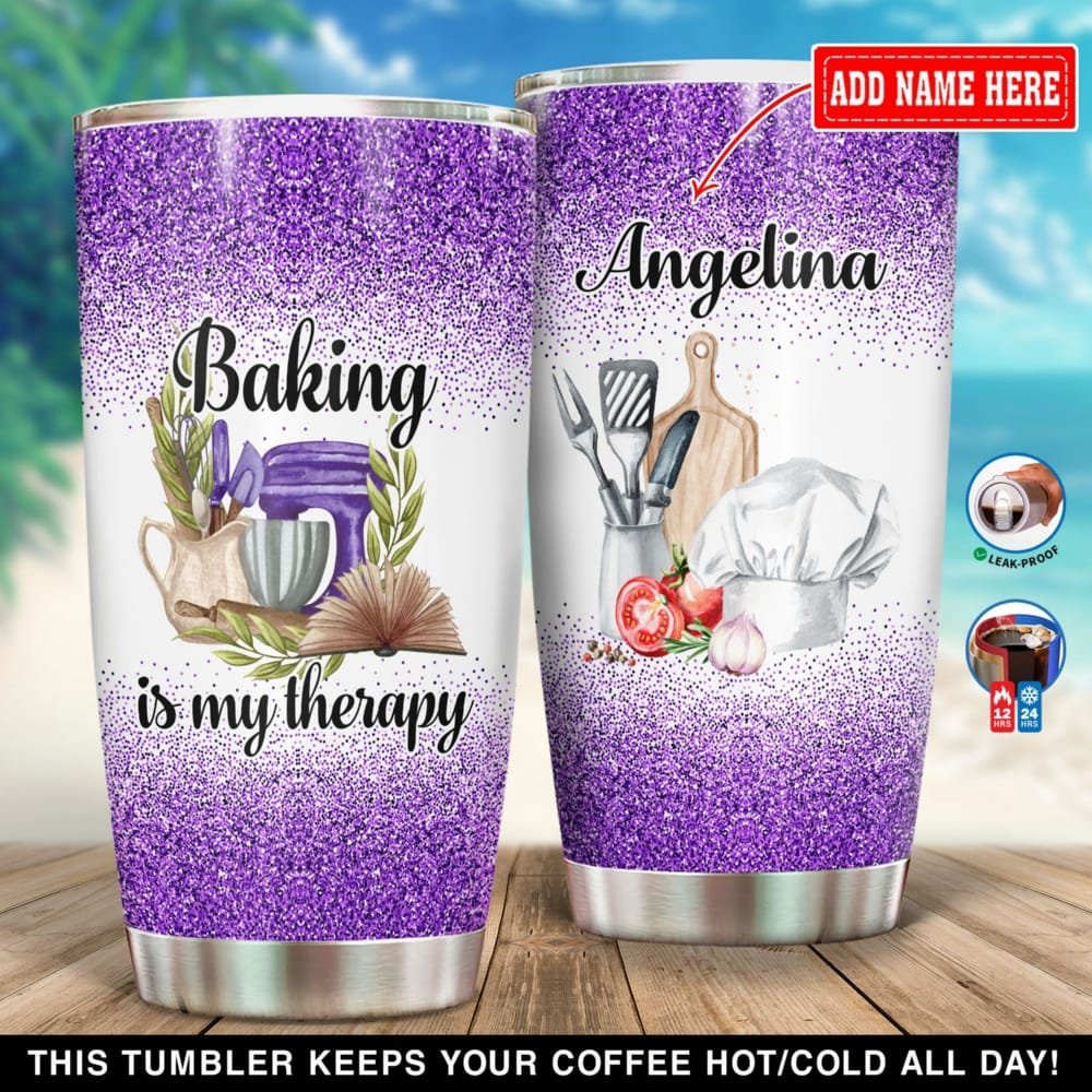 Baking Is My Therapy Personalized Tumbler