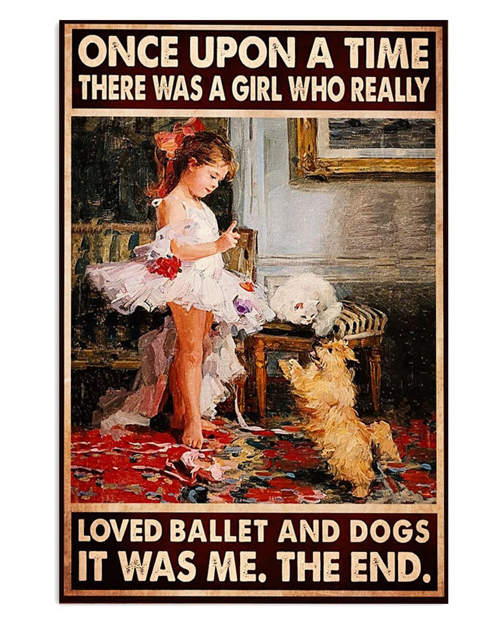 Ballet-Themed Dog-Loving Girl Posters