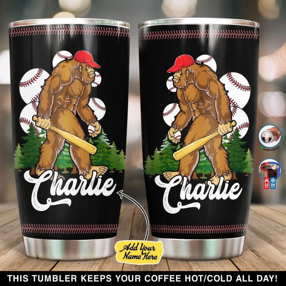 Baseball Bigfoot Personalized Tumbler