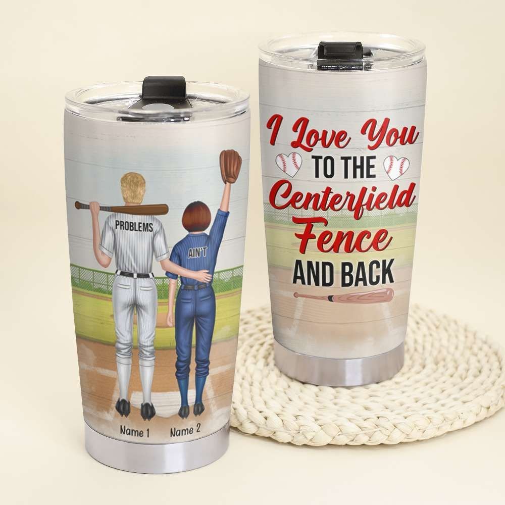 Baseball Couple I Love You Fence And Back Personalized Tumbler