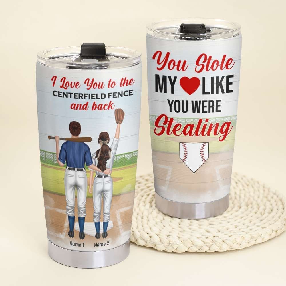 Baseball Couple I Love You To The Centerfield Fence And Back Personalized Tumbler