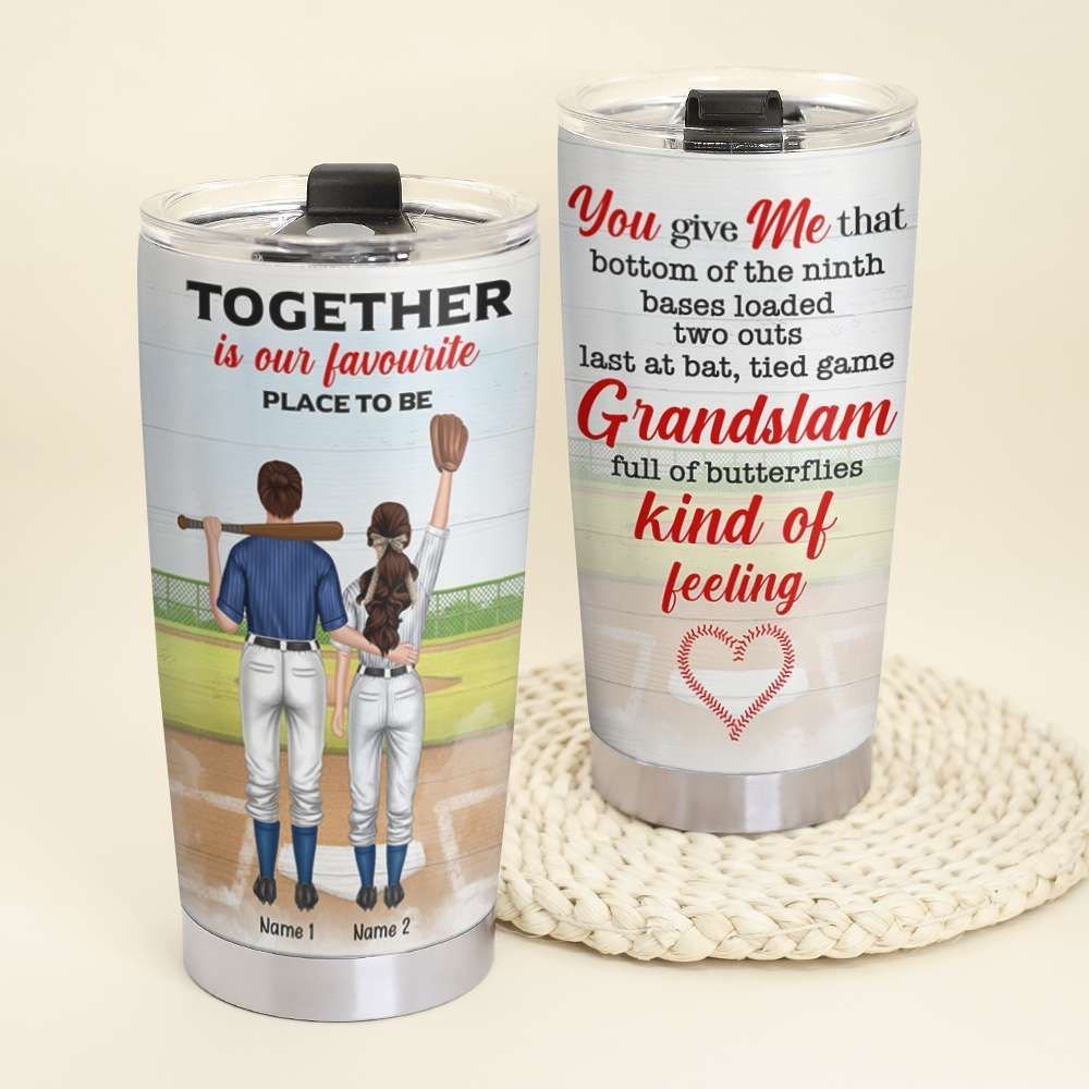 Baseball Couple Together Is My Favorite Place To Be Personalized Tumbler