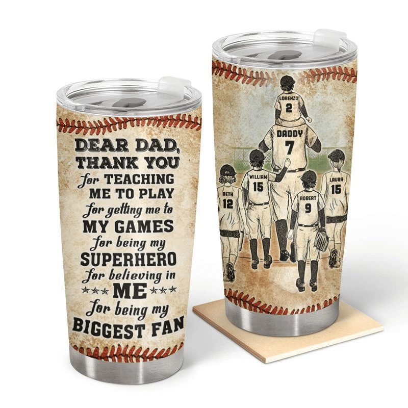 Baseball Dad And Child Thank You Dad Personalized Tumbler