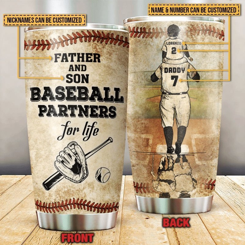 Baseball Dad And Son Partners For Life Personalized Tumbler