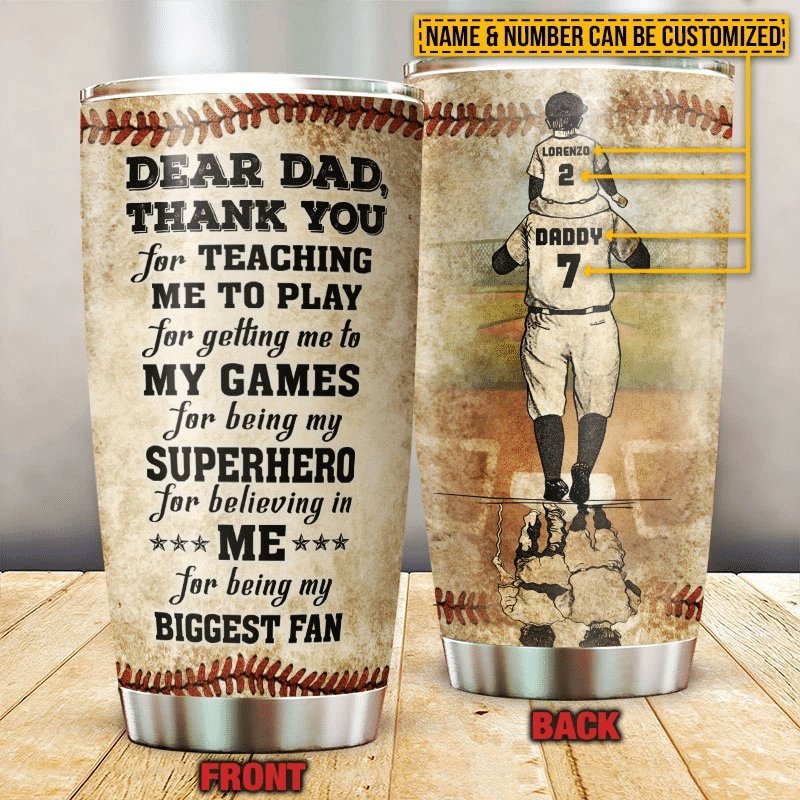 Baseball Dad And Son Thank You Personalized Tumbler