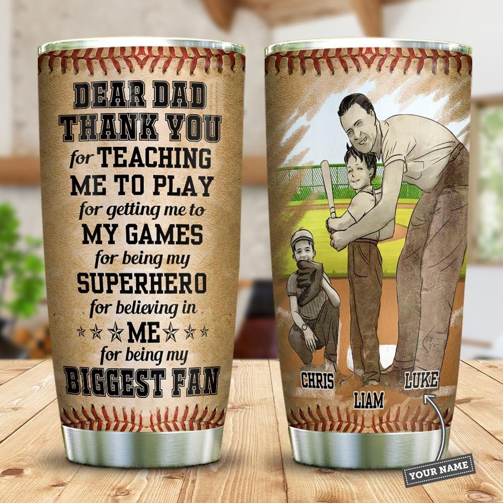 Baseball Dad Biggest Fan Of His Sons Personalized Tumbler