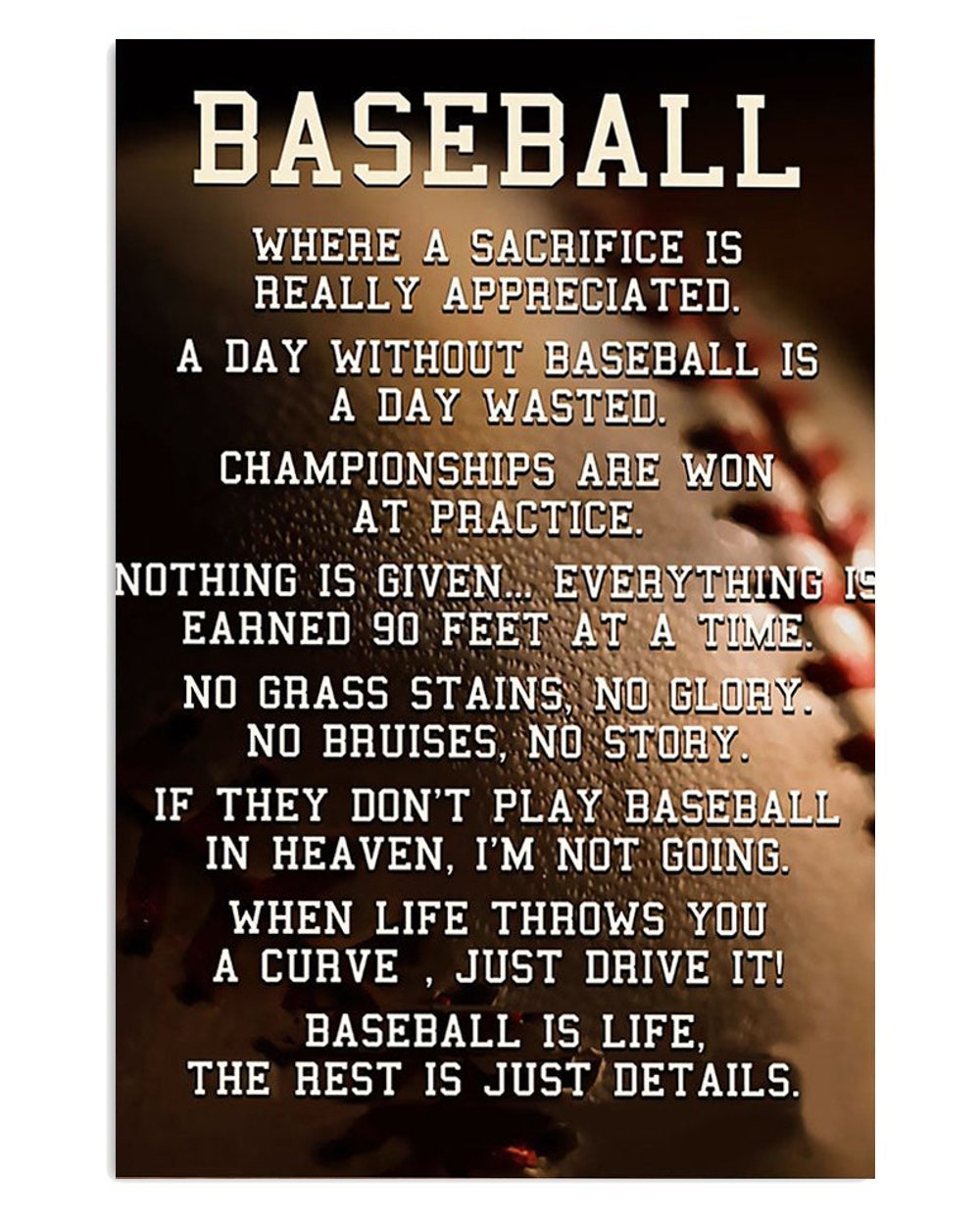 Baseball Gift Poster for Baseball Players