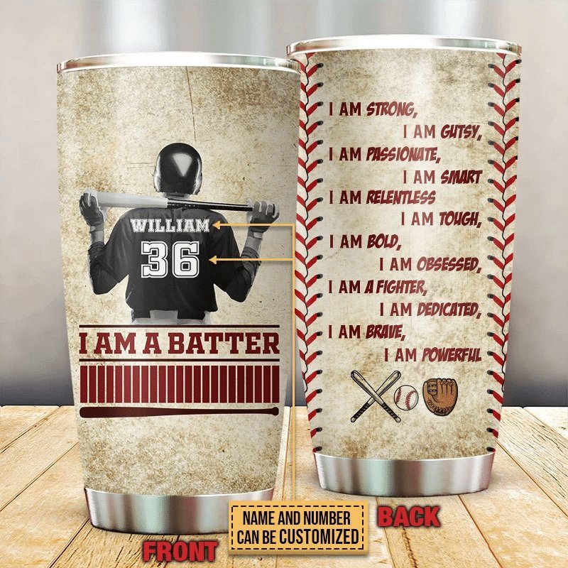 Baseball I Am A Batter Personalized Tumbler