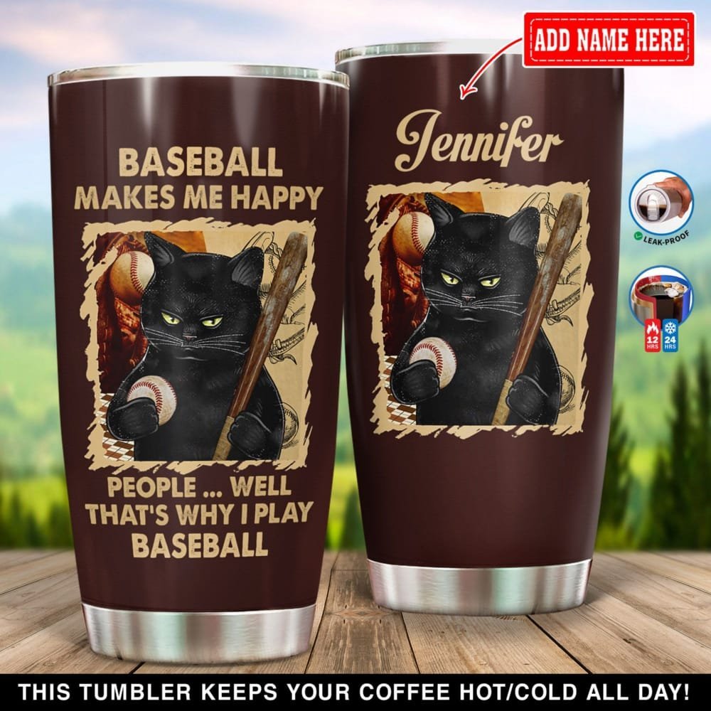 Baseball Make Me Happy Personalized Tumbler