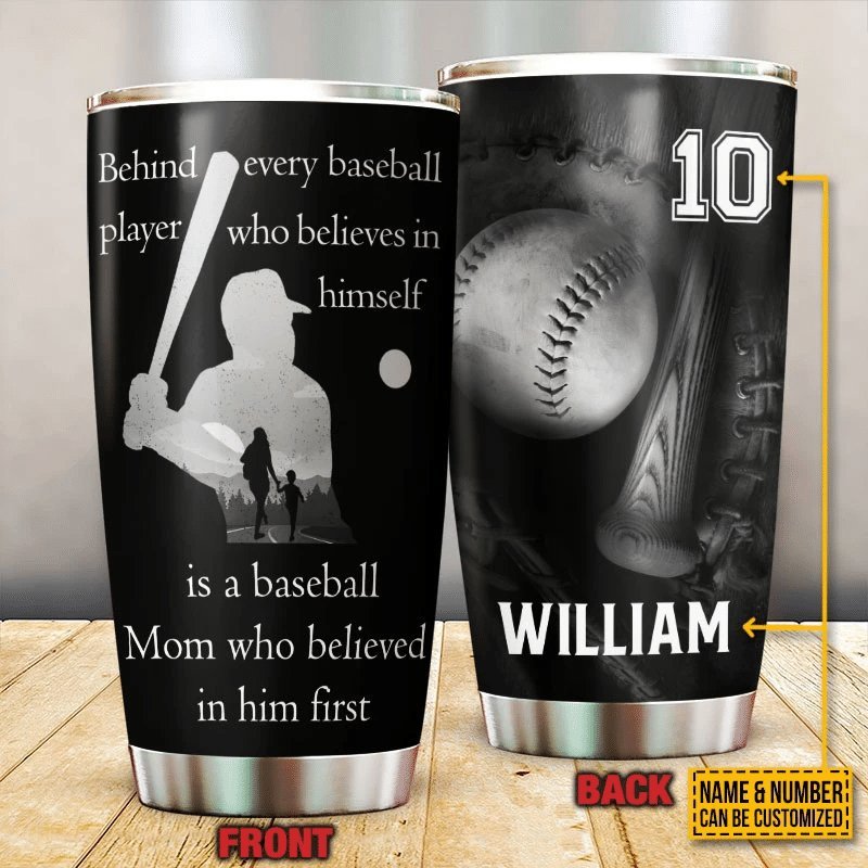 Baseball Mom Behind Personalized Tumbler