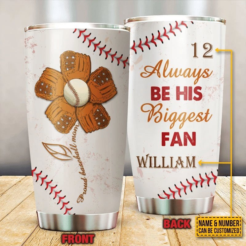 Baseball Mom Biggest Fan Personalized Tumbler