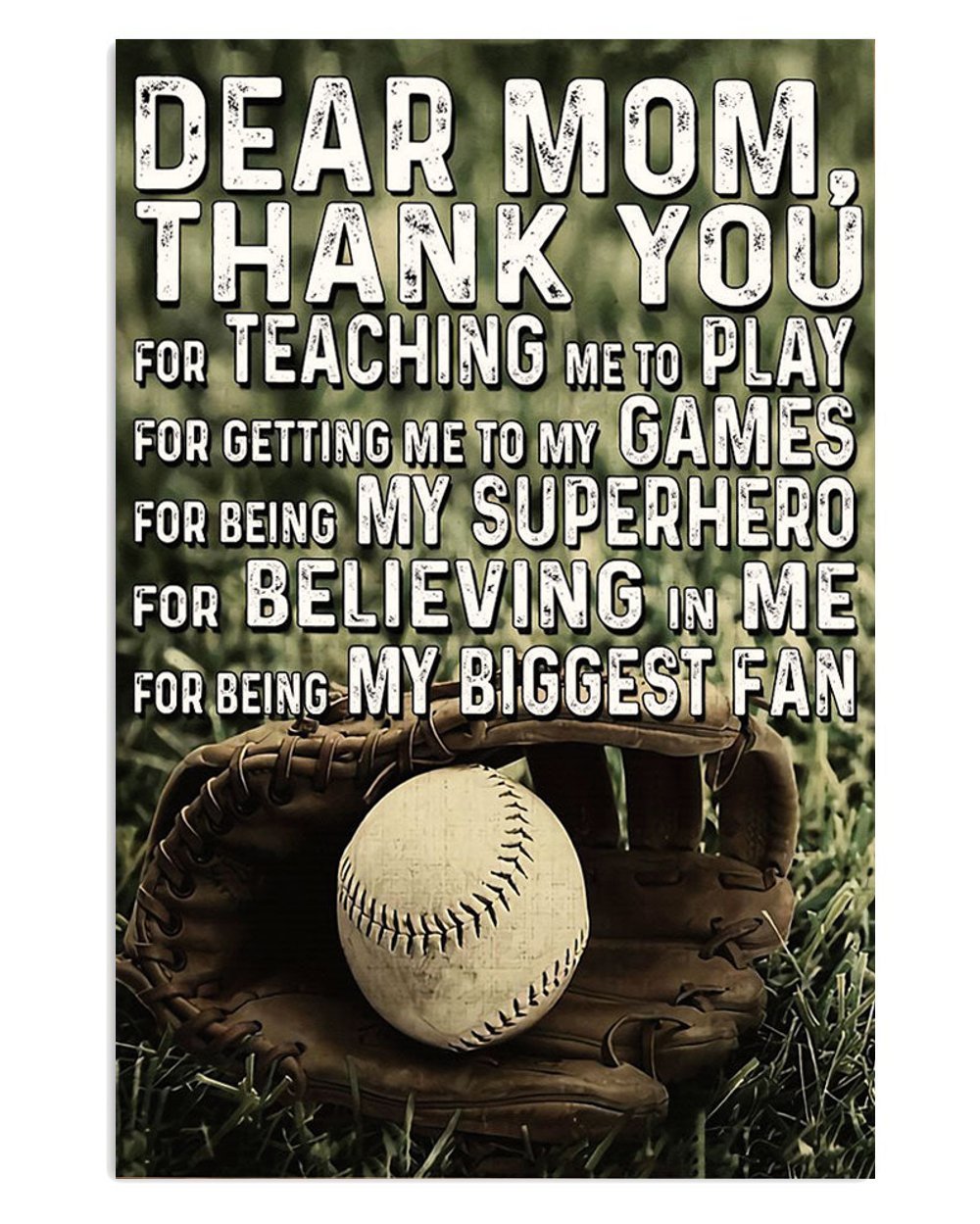 Baseball Mother's Day Gift Poster