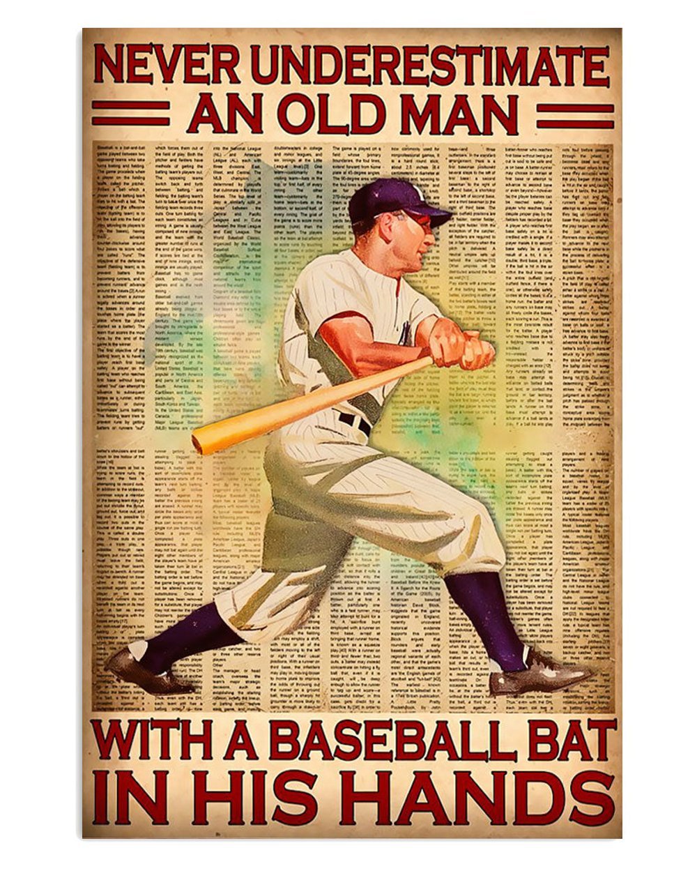 Baseball Old Man With A Baseball Bat Gift For Baseball Player Poster