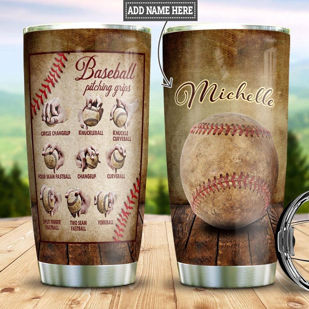 Baseball Pitching Grips Personalized Tumbler