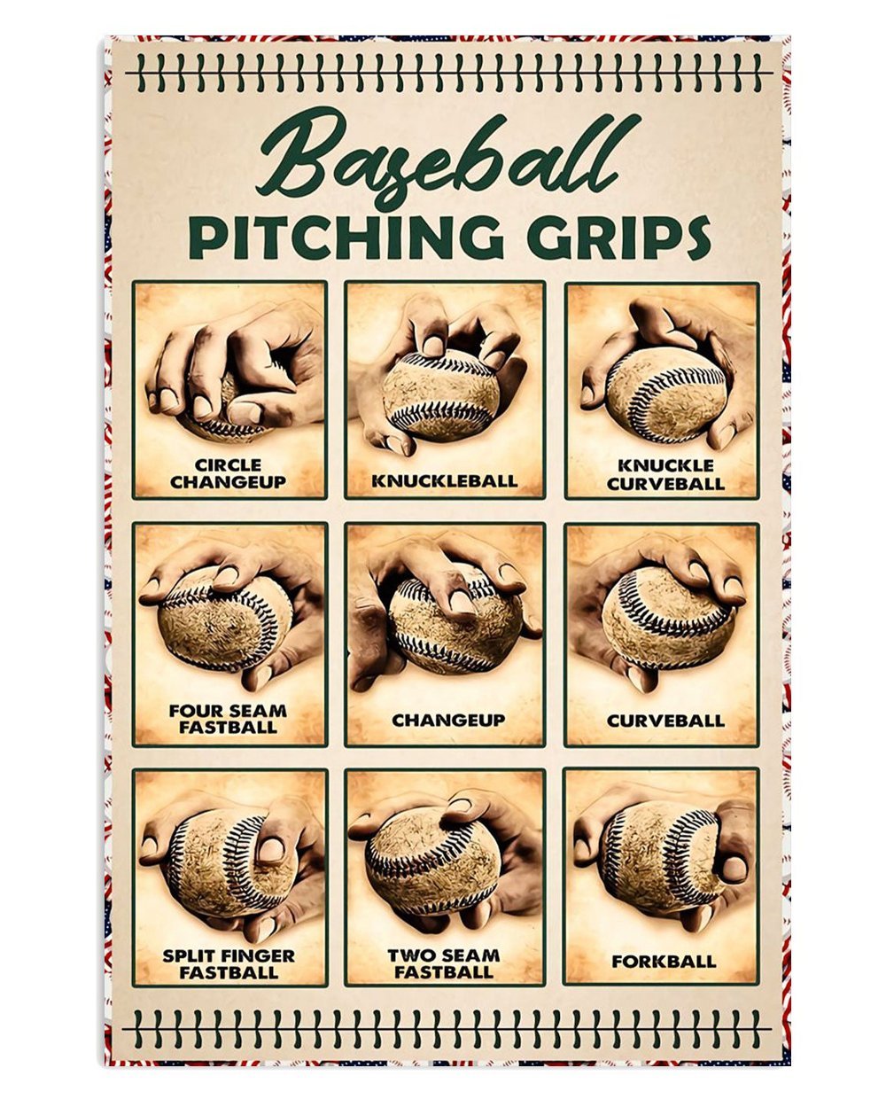 Baseball Pitching Grips Poster