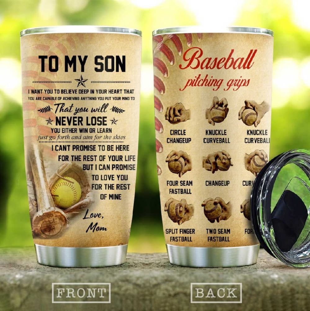 Baseball Pitching Grips Son Personalized Tumbler