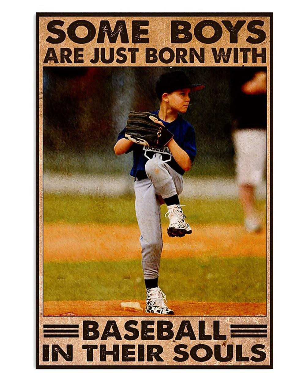 Baseball Poster Featuring Young Player Holding Bat