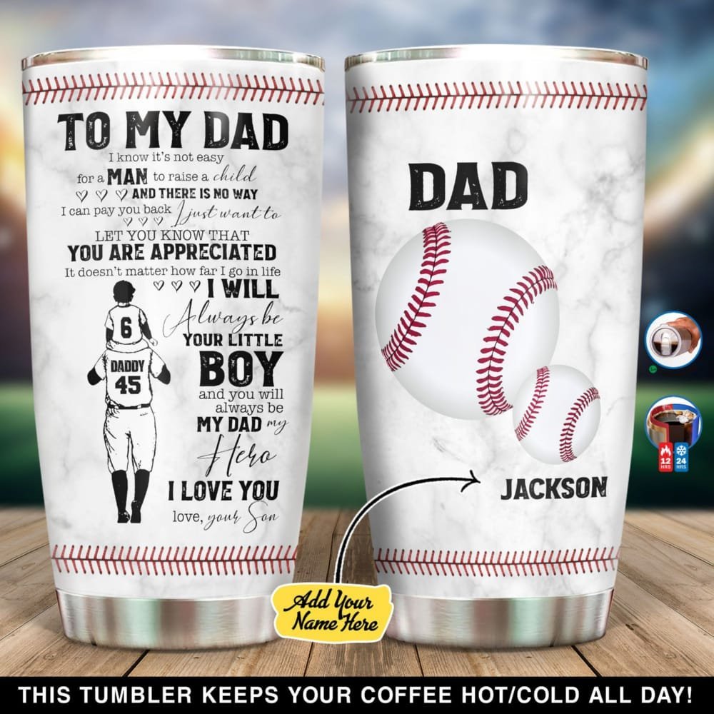 Baseball To My Dad Personalized Tumbler