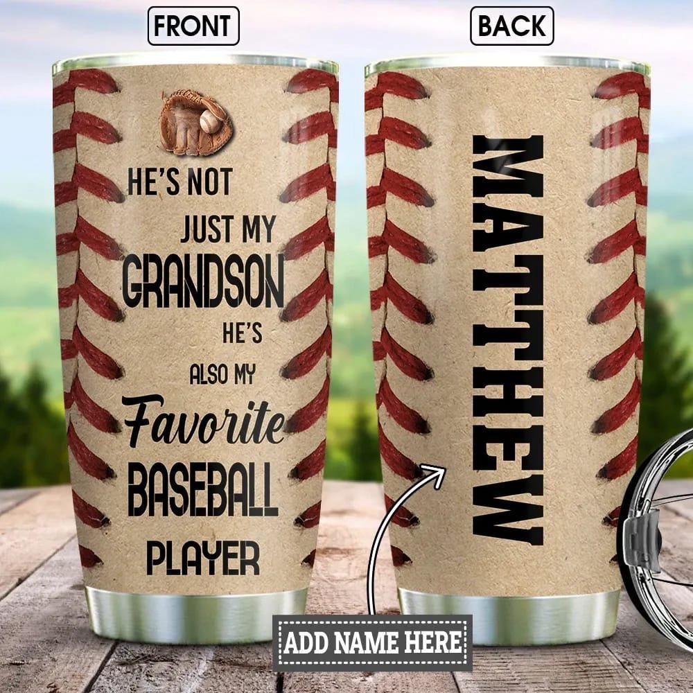 Baseball To My Grandson Personalized Tumbler