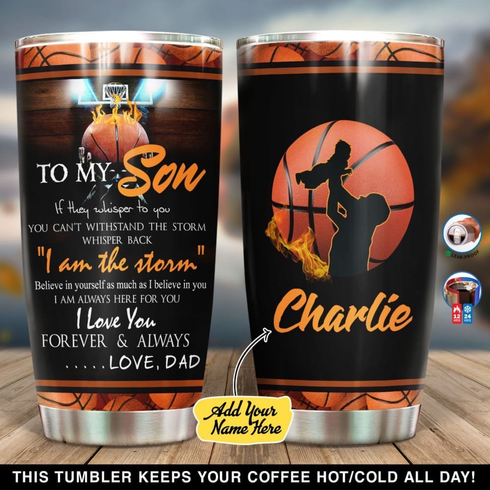 Basketball Dad To Son Personalized Tumbler