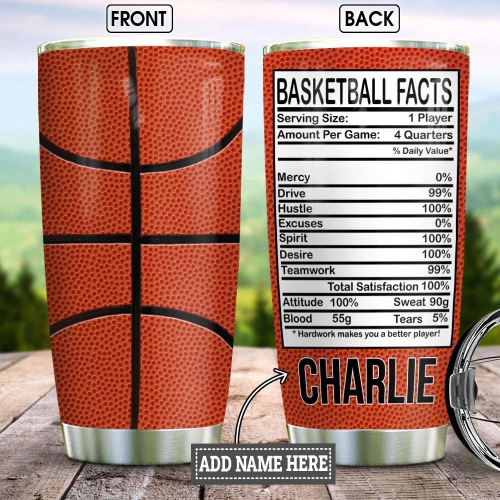 Basketball Nutrition Facts Personalized Tumbler