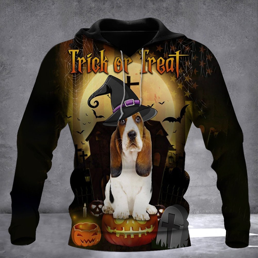 Basset Hound 3D Halloween Hoodie Dog Owner Gifts