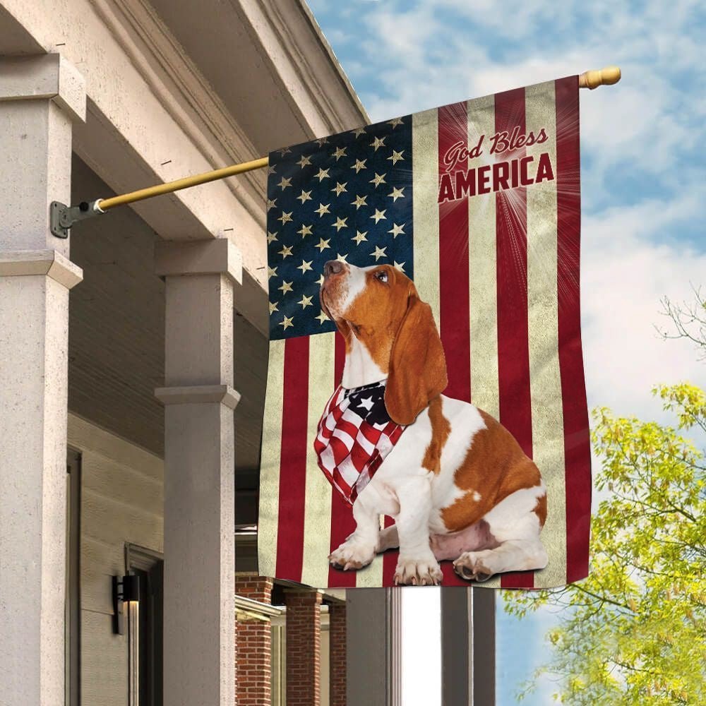 Basset Hound American Flag Garden Decor